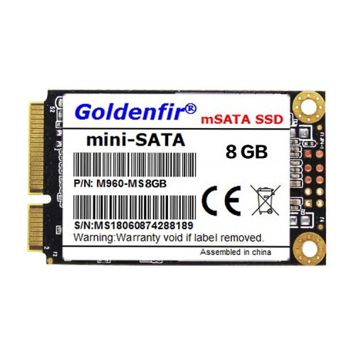 

Goldenfir 1.8 inch mSATA Solid State Drive, Flash Architecture: TLC, Capacity: 8GB