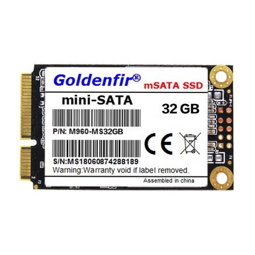 

Goldenfir 1.8 inch mSATA Solid State Drive, Flash Architecture: TLC, Capacity: 32GB