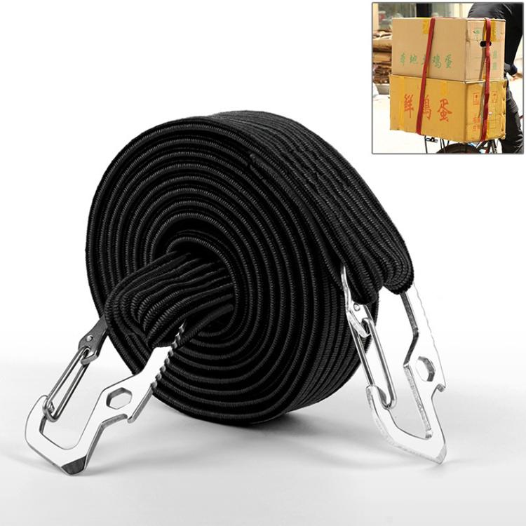 

2 PCS 2m Elastic Strapping Rope Packing Tape for Bicycle Motorcycle Back Seat with Hook (Black)