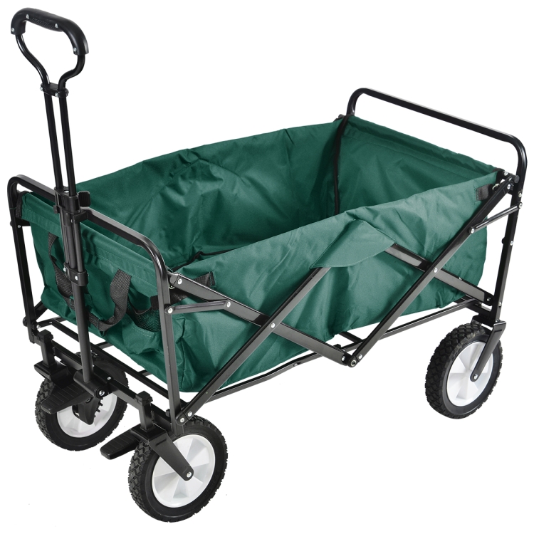 

[JPN Warehouse] Outdoor Foldable Trolley with Mesh Pet Bottle Bag / Adjustable Handle(Green)
