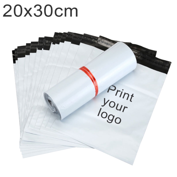 

30000 PCS 20x30cm Custom Printed Thick Plastic Courier Bags with Your Logo for Products Packaging & Shipment(White)