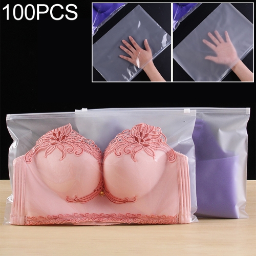 

100 PCS Transparent + Matte plastic Sealed Bag PE Zip Lock Underwear Packaging Bag, Size: 39x24cm