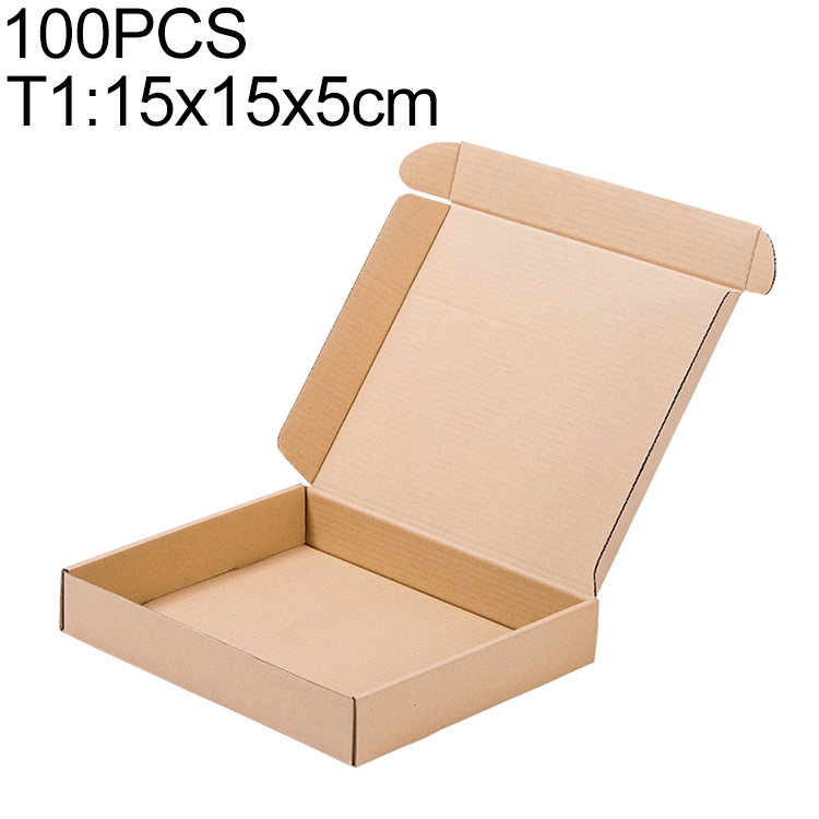 

100 PCS Kraft Paper Shipping Box Packaging Box, Size: T1, 15x15x5cm