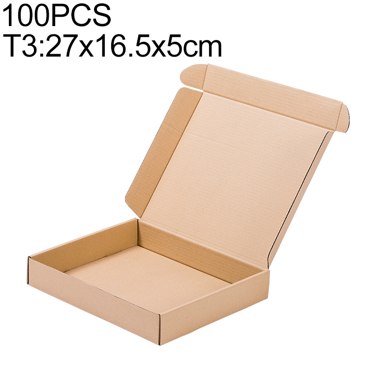 

100 PCS Kraft Paper Shipping Box Packaging Box, Size: T3, 27x16.5x5cm