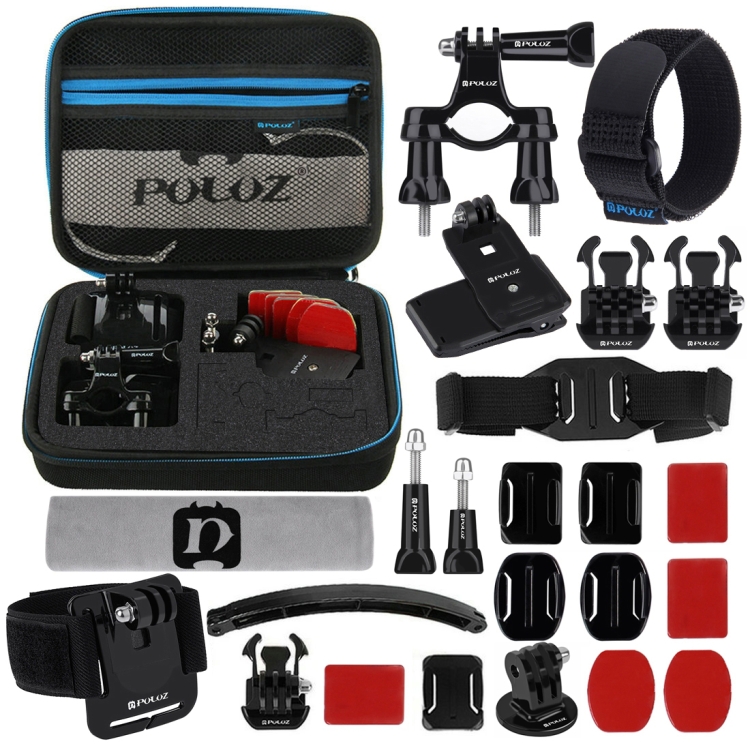 PULUZ 24 in 1 Bike Mount Accessories Combo Kits with EVA Case (Wrist Strap + Helmet Strap + Extension Arm + Quick Release Buckles + Surface Mounts + Adhesive Stickers + Tripod Adapter + Storage Bag + Handlebar Mount + Screws) for GoPro HERO9 Black / HERO8
PULUZ 24 in 1 Bike Mount Accessories Combo Kits with EVA Case (Wrist Strap + Helmet Strap + Extension Arm + Quick Release Buckles + Surface Mounts + Adhesive Stickers + Tripod Adapter + Storage Bag + Handlebar Mount + Screws) for GoPro HERO9 Black / HERO8