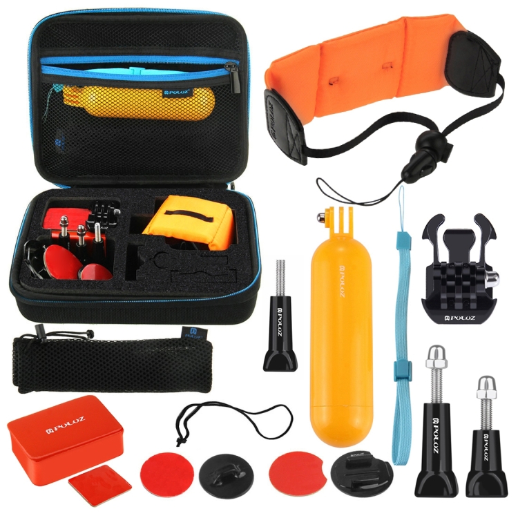 PULUZ 14 in 1 Surfing Accessories Combo Kits with EVA Case (Bobber Hand Grip + Floaty Sponge + Quick Release Buckle + Surf Board Mount + Floating Wrist Strap + Safety Tethers Strap + Storage Bag ) for GoPro HERO9 Black / HERO8 Black / HERO7 /6 /5 /5 Sessi
PULUZ 14 in 1 Surfing Accessories Combo Kits with EVA Case (Bobber Hand Grip + Floaty Sponge + Quick Release Buckle + Surf Board Mount + Floating Wrist Strap + Safety Tethers Strap + Storage Bag ) for GoPro HERO9 Black / HERO8 Black / HERO7 /6 /5 /5 Sessi