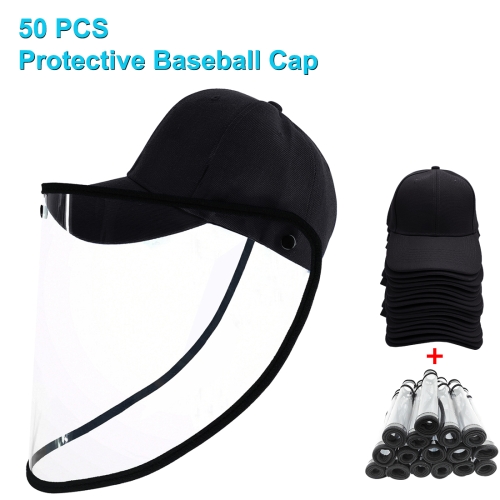 

50 PCS Anti-Saliva Splash Anti-Spitting Anti-Fog Anti-Oil Protective Baseball Cap Mask Removable Face Shield(Black)