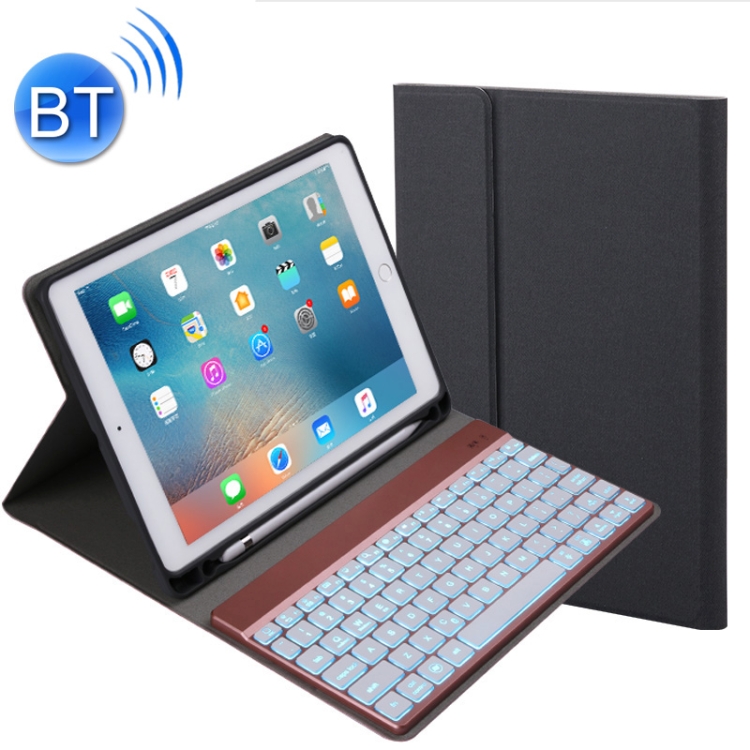 

508A Detachable Bluetooth Keyboard + Horizontal Flip Leather Case with Holder & Colorful Backlight for iPad Pro 9.7 inch, iPad Air, iPad Air 2, iPad 9.7 inch (2017), iPad 9.7 inch (2018)(Black)