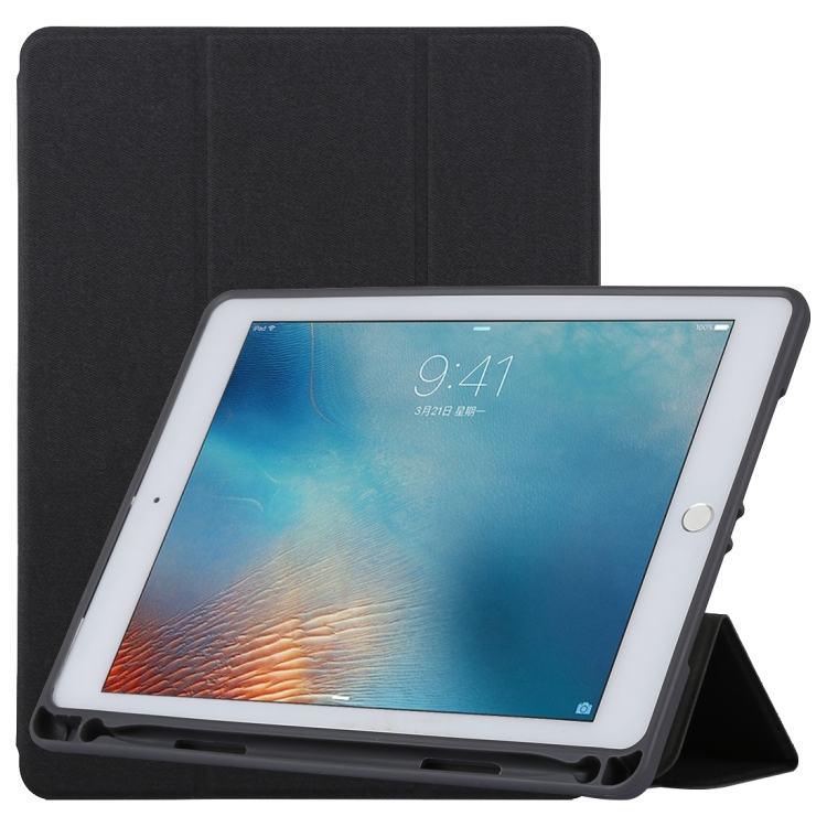 

TOTUDESIGN Curtain Series Horizontal Flip Leather Case for iPad Pro 9.7 inch, With Holder & Pen Slot(Black)
