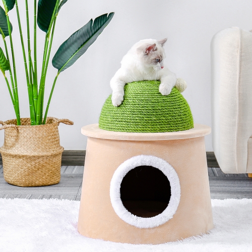 

[US Warehouse] Cactus Cat Cave House with Sisal Scratching Post and Ball, Size: L