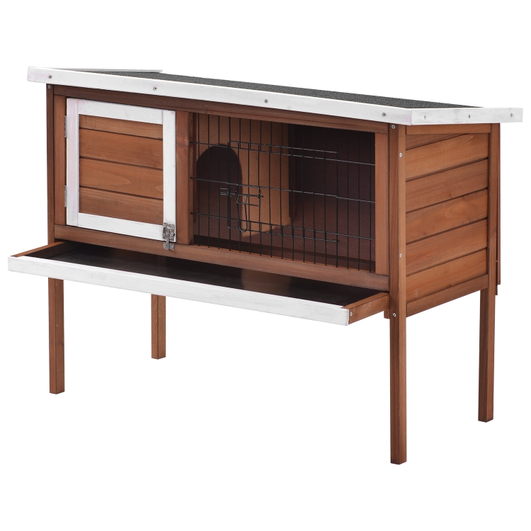 

[US Warehouse] Wood Chicken Coop Small Animal Cage Bunny Hutch with Tray, Size: 91.5x44x71cm