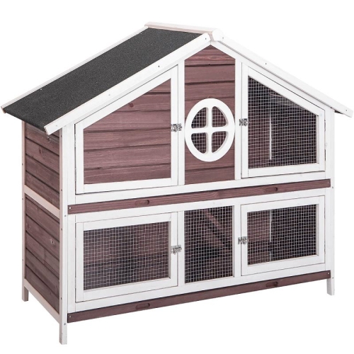 

[US Warehouse] Rabbit Hutch Wood House Pet Cage, Size: 56.5x22.6x43.3 inch