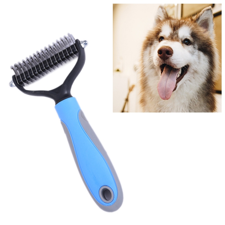 

Pet Comb Beauty Cleaning Supplies Dog Stainless Steel Dog Comb, Size: 18x7cm (Blue)