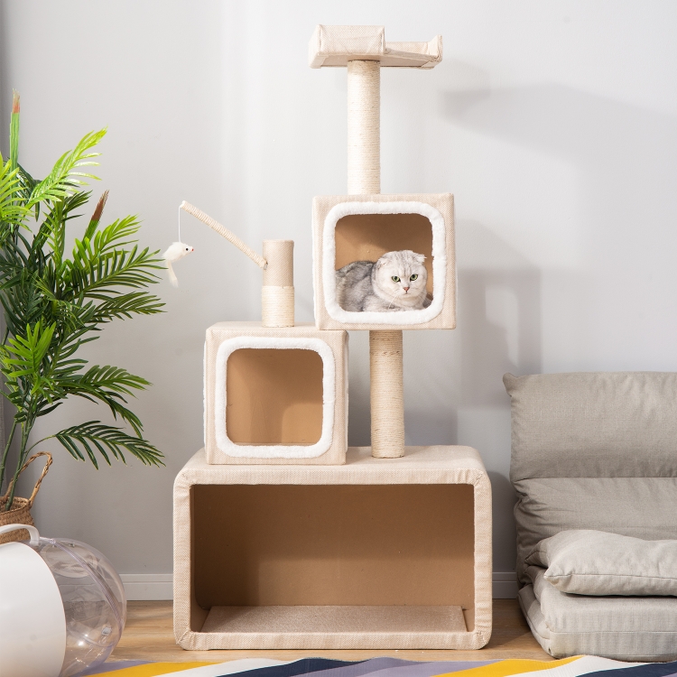 

[EU Warehouse] Multilayer Stackable Cat Climbing Cube Tree Nest Activity Tower Pet House, Size: 40x70x140cm