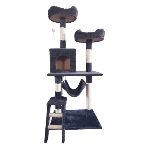 

[JPN Warehouse] Multilayer Cat Climbing Frame Tree Nest Activity Tower Pet House, Size: 60x50x141cm (Grey)