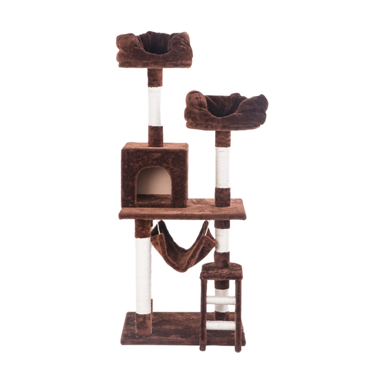 

[JPN Warehouse] Multilayer Cat Climbing Frame Tree Nest Activity Tower Pet House, Size: 60x50x141cm (Brown)