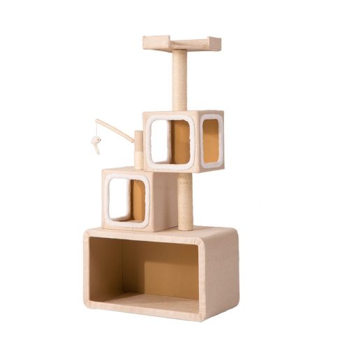 

[JPN Warehouse] Multilayer Stackable Cat Climbing Cube Tree Nest Activity Tower Pet House, Size: 40x70x140cm (Beige)