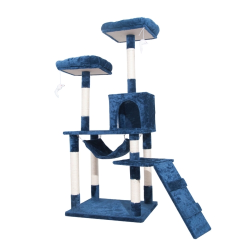 

[JPN Warehouse] Multilayer Cat Climbing Frame Tree Nest Activity Tower Pet House, Size: 50x50x145cm (Navy Blue)