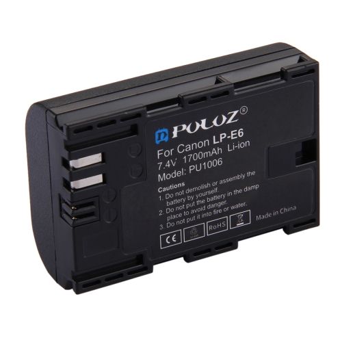 

PULUZ LP-E6 7.4V 1700mAh Li-ion Battery for Canon 5D Mark II III IV 5D2 5D3 5D4, 5DS, 5DS R, 6D Mark II, 7D Mark II, 6D, 7D, 80D, 70D, 60D, 60Da