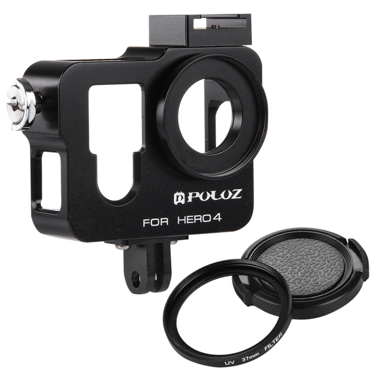 

PULUZ Housing Shell CNC Aluminum Alloy Protective Cage with 37mm UV Lens Filter & Lens Cap for GoPro HERO4(Black)