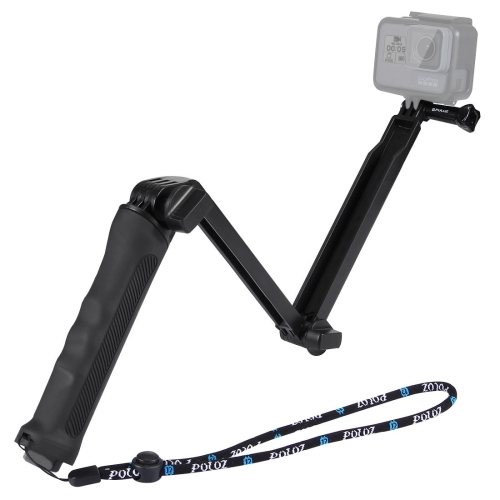 

[UAE Warehouse] PULUZ 3-Way Grip Foldable Tripod Selfie-stick Extension Monopod for GoPro, Insta360 ONE R, DJI Osmo Action and Other Action Cameras, Length: 20-58cm
