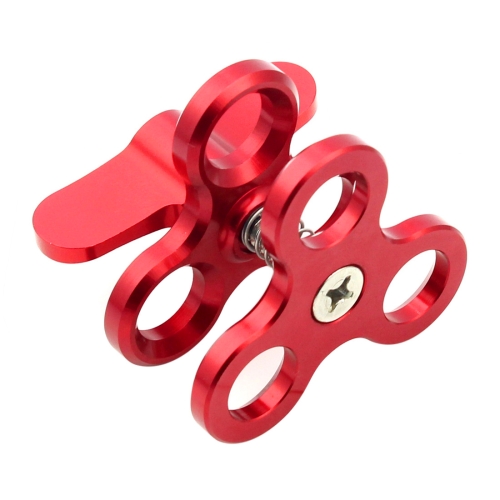 CAOMING Dual Ball Clamp Open Hole Diving Camera Bracket CNC Aluminum Spring Flashlight Clamp for Diving Underwater Photography System Durable Color : Red