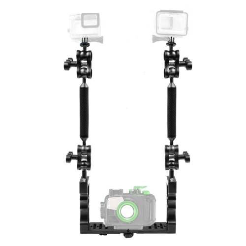 

PULUZ Dual Handle Aluminium Tray Stabilizer with 4 x Dual Ball Aluminum Alloy Clamp & 2 x 7 inch Floating Arm & 2 x Ball Head Adapter for Underwater Camera Housings