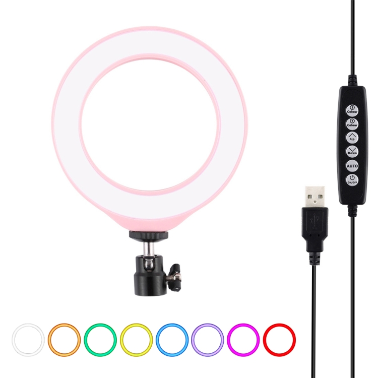 

PULUZ 4.7 inch 12cm USB 10 Modes 8 Colors RGBW Dimmable LED Ring Vlogging Photography Video Lights with Cold Shoe Tripod Ball Head(Pink)