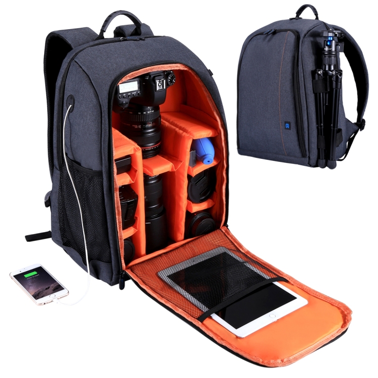 

PULUZ Outdoor Portable Waterproof Scratch-proof Dual Shoulders Backpack Camera Bag(Grey)
