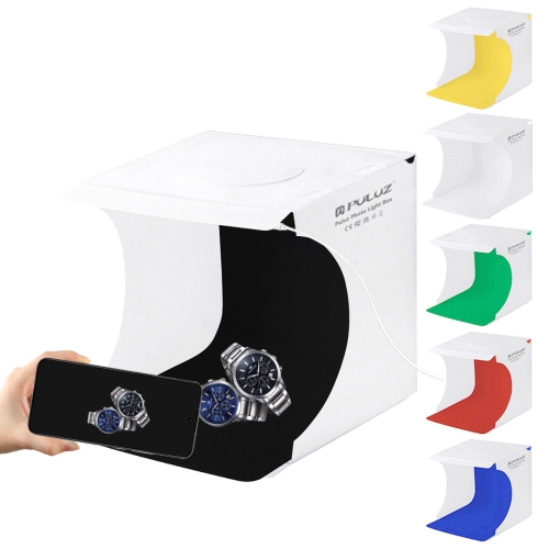 PULUZ 20cm Folding Portable 550LM Light Photo Lighting Studio Shooting Tent Box Kit with 6 Colors Backdrops (Black, White, Orange, Red, Green, Blue), Unfold Size: 24cm x 23cm x 22cm