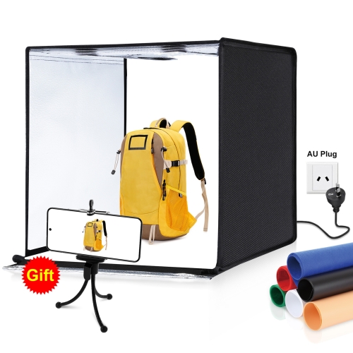 PULUZ Photo Studio Light Box Portable 60 x 60 x 60 cm Light Tent LED 5500K White Light Dimmable Mini 36W Photography Studio Tent Kit with 6 Removable Backdrops (Black Orange White Green Blue Red)(AU Plug)