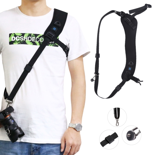 PULUZ Quick Release Anti-Slip Soft Pad Nylon Breathable Curved Camera Strap with Metal Hook for SLR / DSLR Cameras