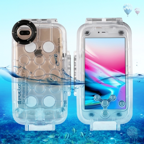 

PULUZ 40m/130ft Waterproof Diving Case for iPhone 8 Plus & 7 Plus, Photo Video Taking Underwater Housing Cover(Transparent)