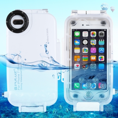 

[UAE Warehouse] PULUZ 40m/130ft Waterproof Diving Housing Photo Video Taking Underwater Cover Case for iPhone 8 Plus & 7 Plus(White)