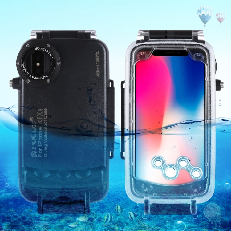 

PULUZ 40m/130ft Waterproof Diving Case for iPhone X / XS, Photo Video Taking Underwater Housing Cover(Black)