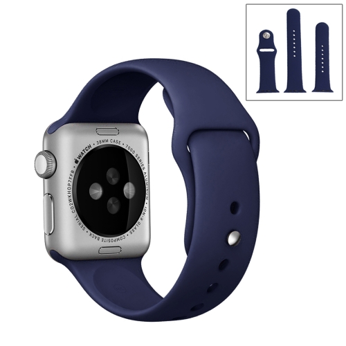 

For Apple Watch Sport 42mm High-performance Ordinary & Longer Rubber Sport Watchband with Pin-and-tuck Closure(Dark Blue)
