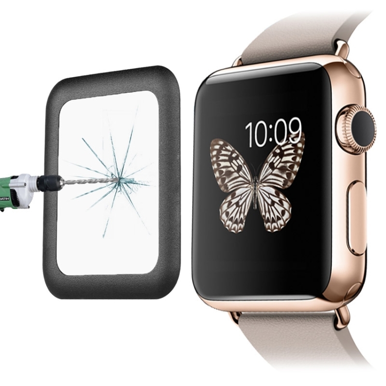 

Link Dream for Apple Watch 42mm 0.2mm 8-9H Surface Hardness Metal Full-covered Tempered Glass Film(Black)