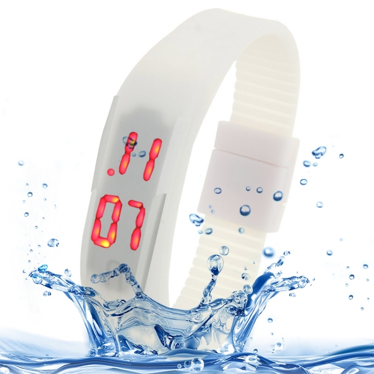 

Fashion Waterproof Silicone Bracelet Watch with LED Display(White)