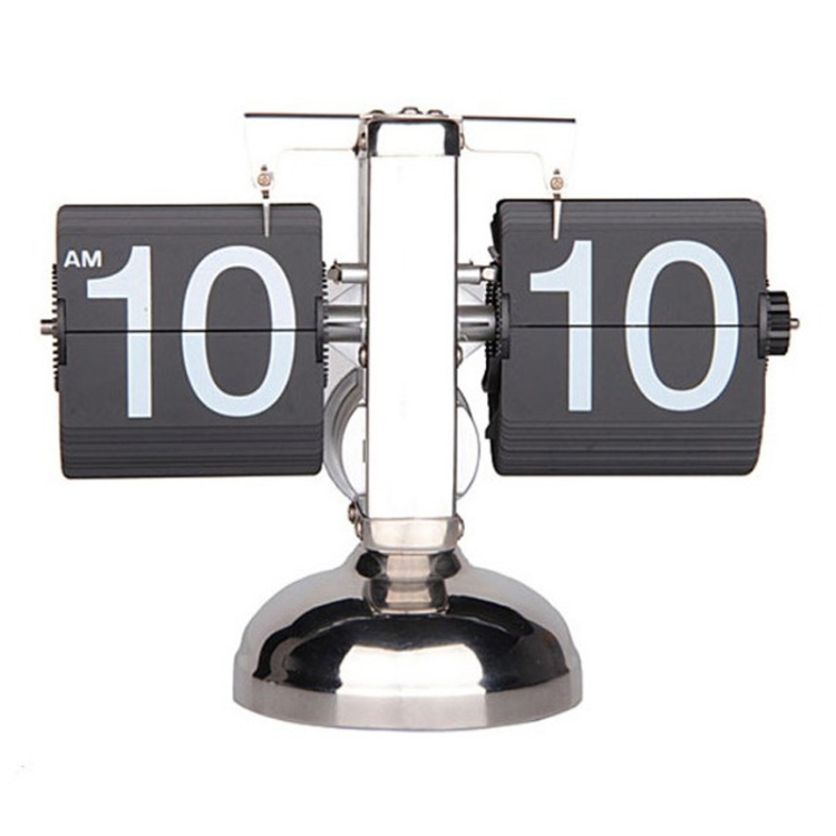 

Balance Shaped Metal Auto Flip Down Clock Desktop Decorative Clock with Single Holder