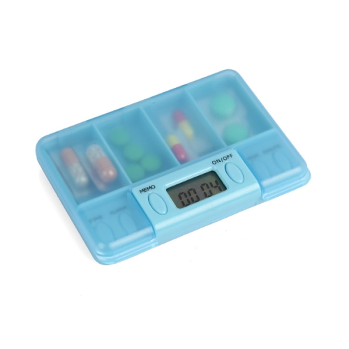 

Portable Transparent Travel Pills Reminder Multi-Alarm(Baby Blue)