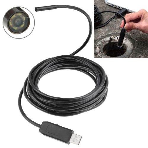 

Waterproof USB Endoscope Snake Tube Inspection Camera with 6 LED for Parts of OTG Function Android Mobile Phone, Length: 5m, Lens Diameter: 7mm(Black)