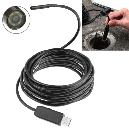 

Waterproof USB Endoscope Snake Tube Inspection Camera with 6 LED, Length: 15m, Lens Diameter: 7mm(Black)