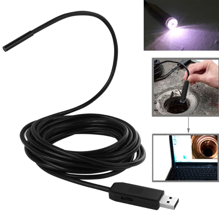 

Waterproof USB Endoscope Inspection Camera with 6 LED for Parts of OTG Function Android Mobile Phone, Length: 5m, Lens Diameter: 5.5mm(Black)