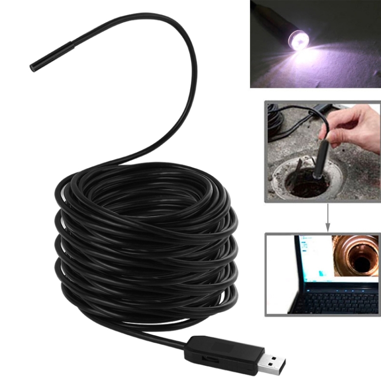 

Waterproof USB Endoscope Inspection Camera with 6 LED, Length: 20m, Lens Diameter: 5.5mm(Black)