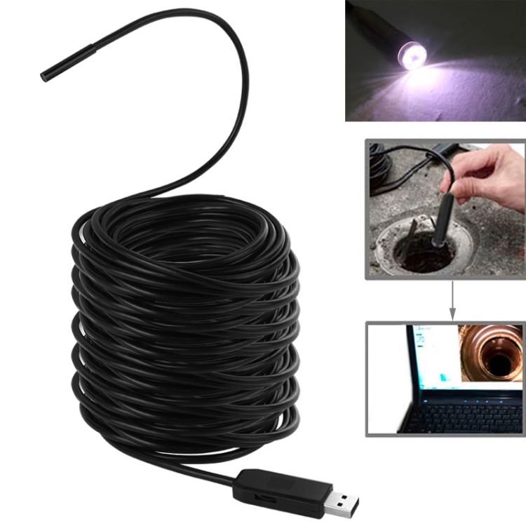 

Waterproof USB Endoscope Inspection Camera with 6 LED, Length: 30m, Lens Diameter: 5.5mm(Black)