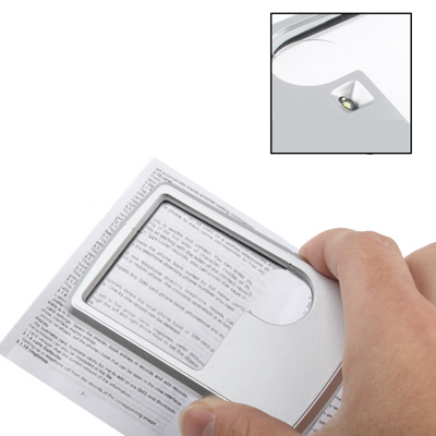 

1 LED Illuminated Credit Card Design 6X / 3X Jewelry Magnifier(Silver)