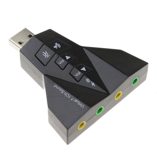 

2.1 Channel USB Sound Adapter (Double USB Microphone,Double USB Headset)(Black)