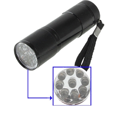 

Mini Portable Flashlight, 9 LED, 1-Mode, Shifting Switch, with Strap(Black)