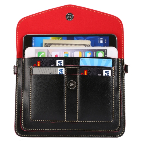 

6.3 Inch Universal Fashionable Vertical Four Layers Multi-function Leather Shoulder Bag with Card Slots for iPhone X & iPhone 6 Plus & 6S Plus, Galaxy S7 Edge & Note 5 / N920 & S6 Edge Plus / G928 & A8 / A800 & Note IV / N910, Strap Length: 180cm(Black)