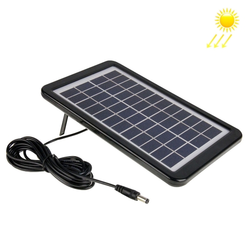 

12V 3W Portable Solar Panel with Holder Frame, 5.5 x 2.1mm Port(Black)